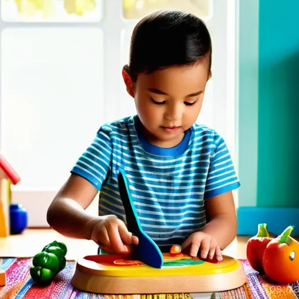 주방완구 인기 검색어 - **Prompt 1: The Creative Wooden Kitchen Corner**
A wide shot of a brightly lit, cozy playroom co...