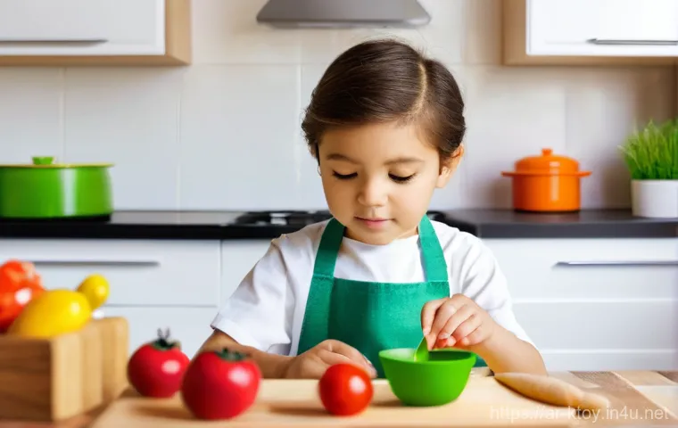 주방완구 인기 검색어 - **Prompt 2: Lively Interactive Kitchen Playtime**
    A dynamic scene featuring two children, aged a...