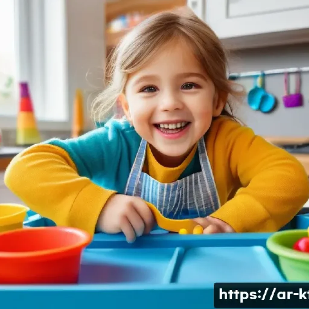 주방완구 기부 사례 - A happy, imaginative young child, approximately 6 years old, with bright eyes and a wide smile, full...